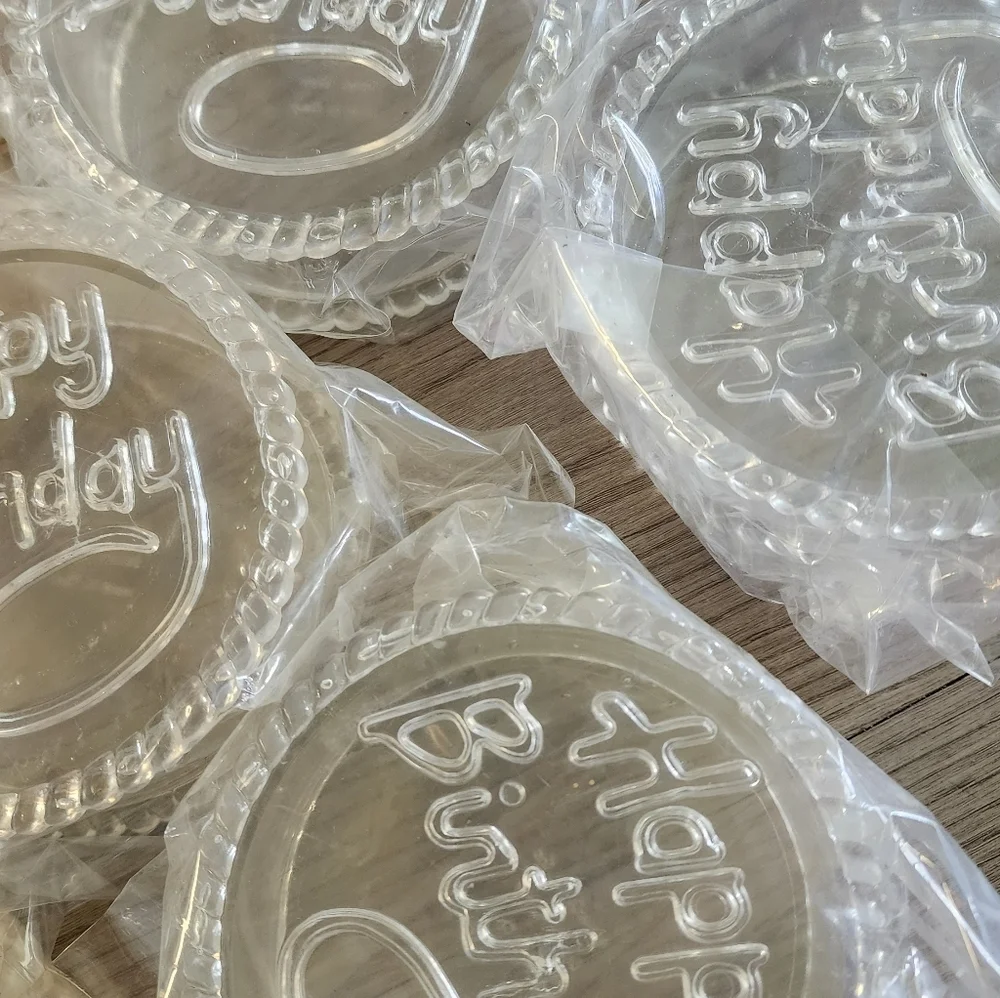 6x Clear Happy Birthday Party Plastic Containers For Beads, Gifts, Crafts, Art